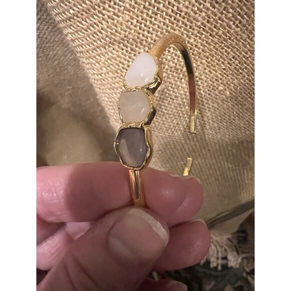 3 Stone Gold Plated Cuff Bracelet--Handmade Custom from Etsy - Picture 3 of 11